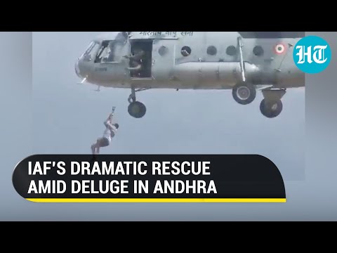 Video: IAF evacuates 10 stranded in rising waters of Chitravathi river in Anantapur district