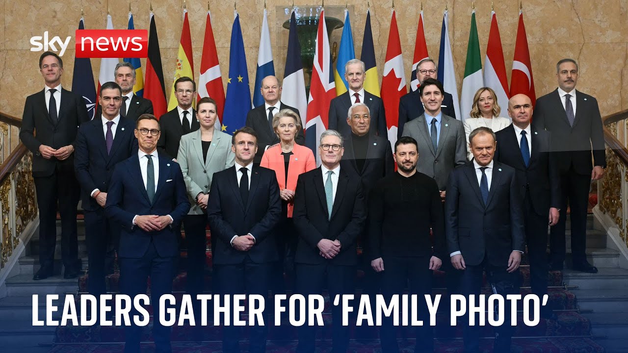 World leaders gather for 'family photo' in London