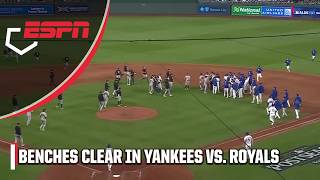 BENCHES CLEAR IN YANKEES VS. ROYALS GAME 4 👀 Awkward tag leads to MAYHEM | ESPN MLB