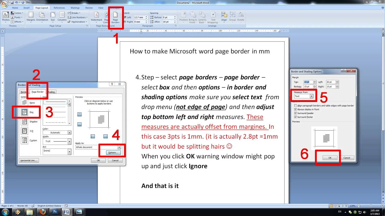 How To Put 1 2 Inch Border In Word