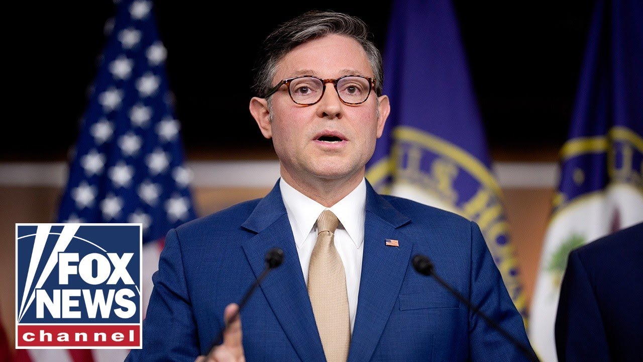 Speaker Johnson addresses Epstein case at shutdown presser