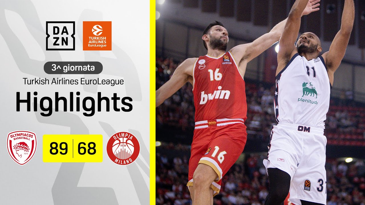 Secondo ko in trasferta per MESSINA: Olympiacos-Olimpia Milano 89-68 | Eurolega | DAZN Highlights