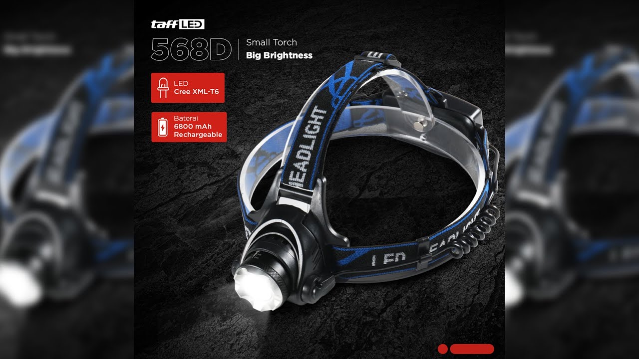 Pratinjau video produk TaffLED High Power Headlamp LED Cree XML T6 500 Lumens dan Charger - 568D