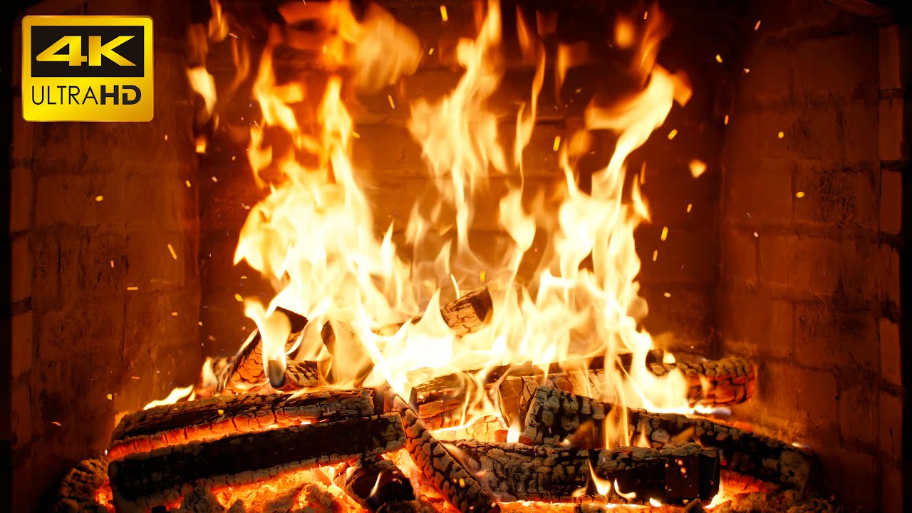 🔥 Crackling Winter Fireplace with Slow-Burning Logs and Peaceful Crackles for Creative Relaxation
