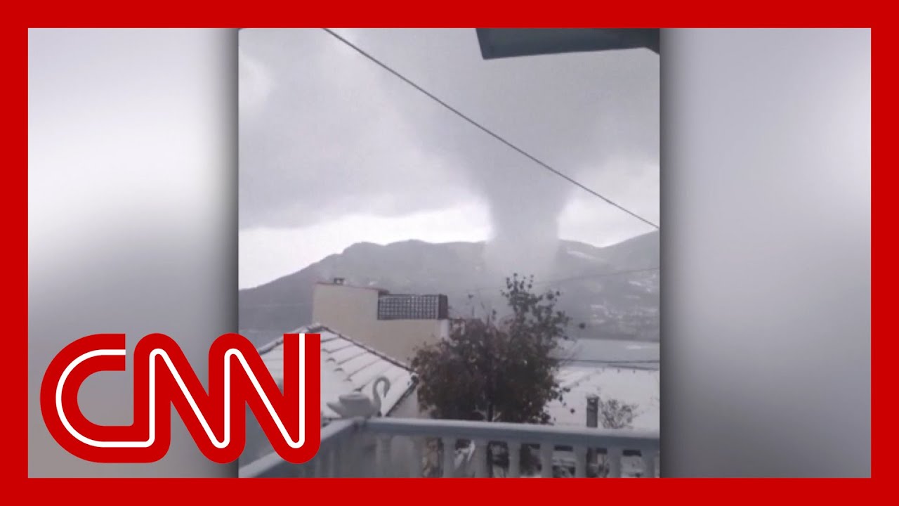 Rare 'snownado' hits Greek island as snow disrupts region