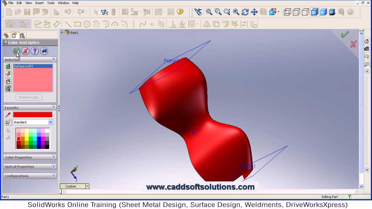 SolidWorks Surface Loft Tutorial SolidWorks Surface Modeling Tutorial