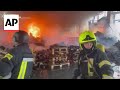 Firefighters tackle massive blaze after Russian strike in Odesa, Ukraine