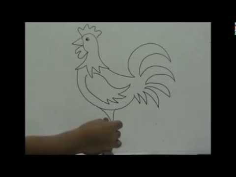 Mewarnai Ayam Jago Dengan Crayon - Gambar Mewarnai Gratis