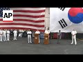 US aircraft carrier arrives in South Korea for three-way exercise along with Japan