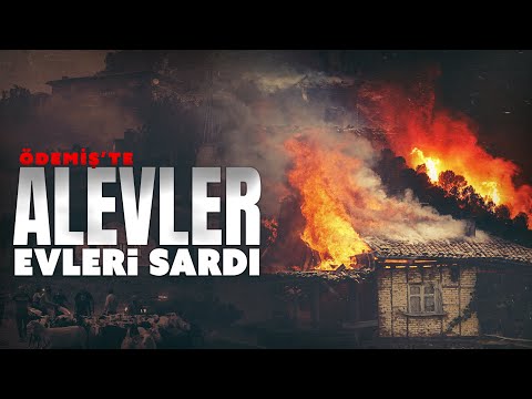Ödemiş'te şiddetli rüzgarın etkisiyle yayılan alevler evlere ulaştı