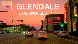 Driving Downtown Glendale at Sunset Los Angeles California | Relaxing Soothing | HDR 60fps