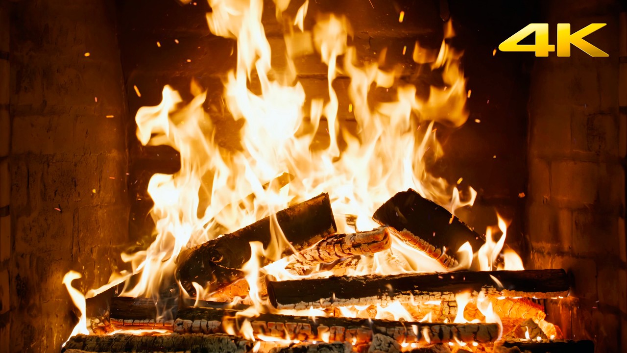 🔥 Mountain Lodge Fireplace (12 Hours) with Glowing Embers and Quiet Crackling for Anxiety Relief