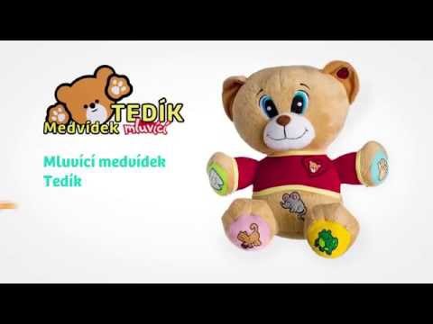 Medvěd Tedík česky mluvící plyš 30cm na baterie 25x30cm v krabici 12m+