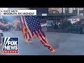 Anti-Israel protesters burn US flag, chant death to America!