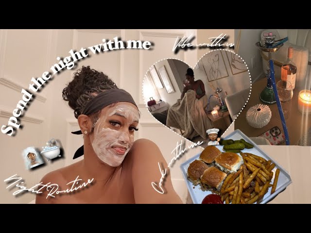 SPEND THE NIGHT WITH ME | GROCERY SHOPPING + COOKING BURGER SLIDERS + NIGHT ROUTINE + MORE!