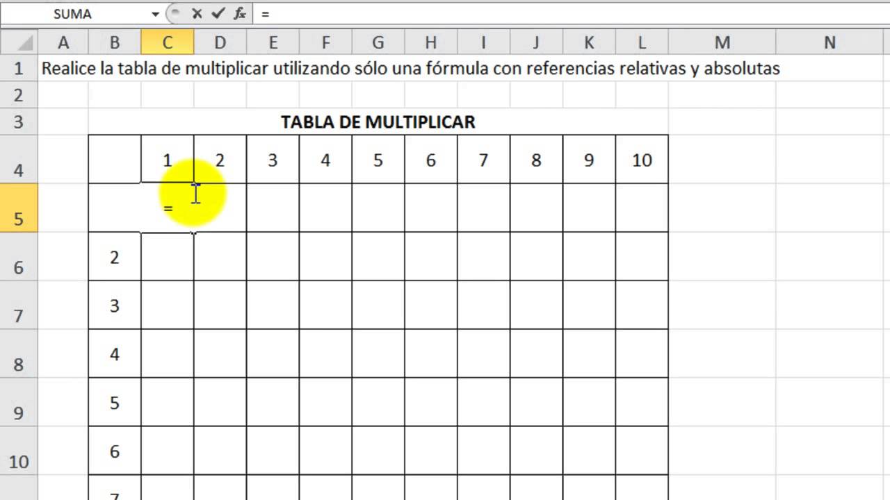 Excel 2010 Básico Ejercicio 12 Tabla De Multiplicar Youtube 4969