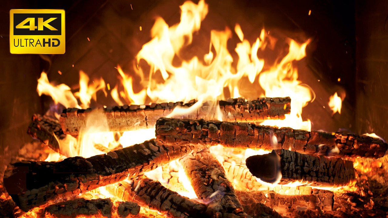 🔥 Fireplace Relaxation Therapy with Smoldering Logs and Faint Wood Crackling for Peaceful Sleep
