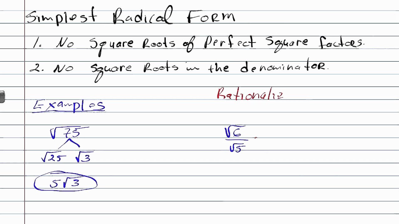 Writing Expression In Simplest Radical Form Geometry How To Help 