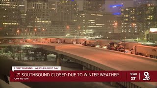 Semis stuck in snow cause hours-long backup on Cincinnati interstate