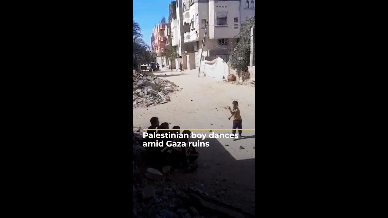 Palestinian boy dances amid Gaza ruins | AJ #shorts