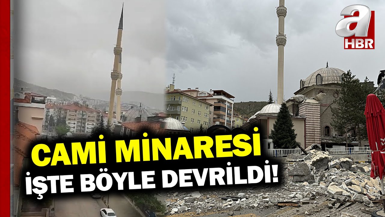 Çankırı'da Kuvvetli Rüzgar Nedeniyle Caminin Minaresi Devrildi! | A Haber