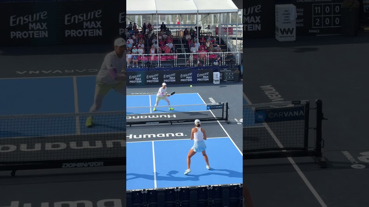 Incredible athleticism in this pickleball point 🔥 Ben Johns and Anna Leigh Waters are on fire!