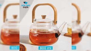 Pratinjau video produk One Two Cups Teko Pitcher Teapot Glass Japanese Style Tahan Panas Api 800ml - 8CV101