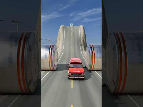 Trucks & Ambulance van vs Hydraulic Crush - BeamNG.Drive