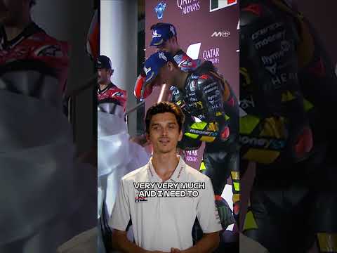 Luca Marini reacts to his Qatar 2023 podium