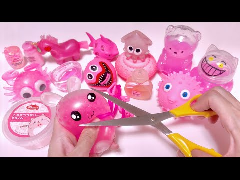 ピンクのスクイーズのみ切ってスライム作ってみた🩷