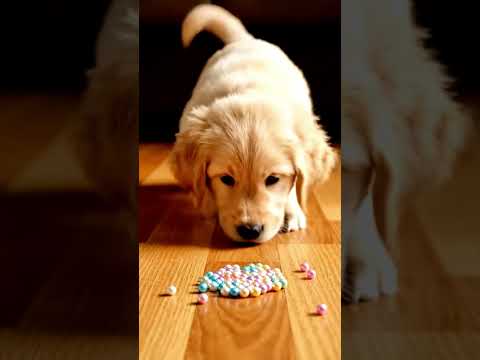 puppy looking at colorful plastic beads reverse video🐶✨ #marblerunandmore #dog #reverse #Shorts