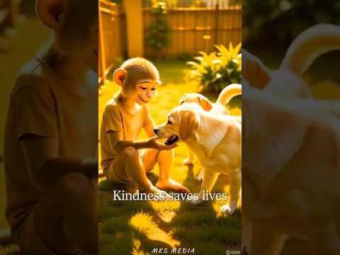 KINDNESS SAVES LIVE" Poor puppy 🐕saved by MK simbu🐒♥️❤️💔Kindness story❤️❤️❤️ #monkey #funny #animals