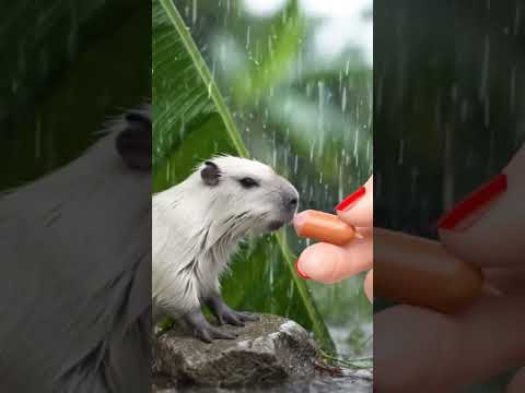 Chú Capycara Lang Thang Và Bàn Tay Ấm Giữa Mưa🌨️☂️❤️#viralvideo #cute #animals #shortvideo
