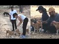 Anushka Sharma &amp; Virat Kohli playing &amp; feeding stray dogs at new animal shelter