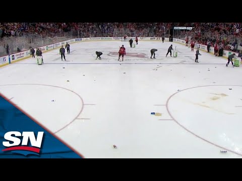 Crowd In New Jersey Throw Debris On Ice After Third Devils Goal Is Overturned