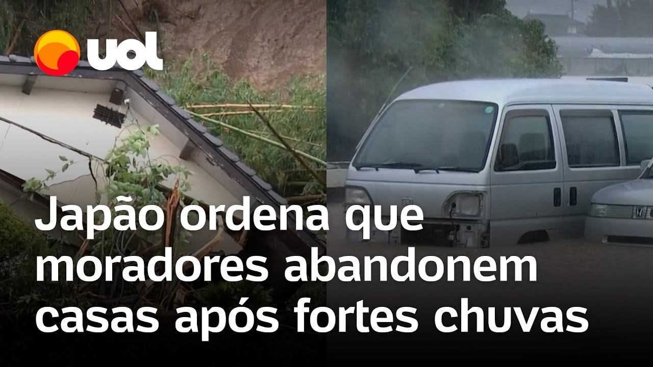 Japão ordena que moradores abandonem suas casas durante fortes chuvas e enchentes veja vídeo