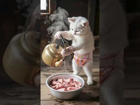 Kitten knew his dad wanted sweet & sour ribs and acted with determination — a touching ending#shorts