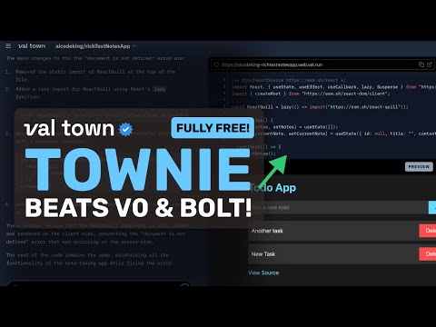 Townie: This FULLY FREE AI Coder BEATS V0 & Bolt! (w/ Free Claude 3.5 Sonnet)