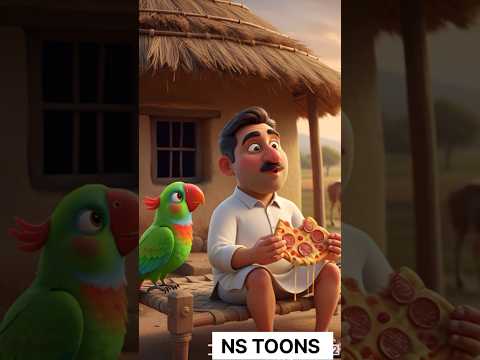 Tote Ne Diya Pizza || #cartoon #animation #ai #shorts #shortvideo #shortfeed #shorts #parrot #pizza