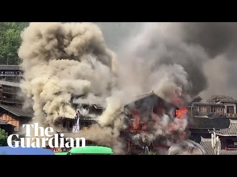 Massive fire tears through buildings in China's Guizhou province