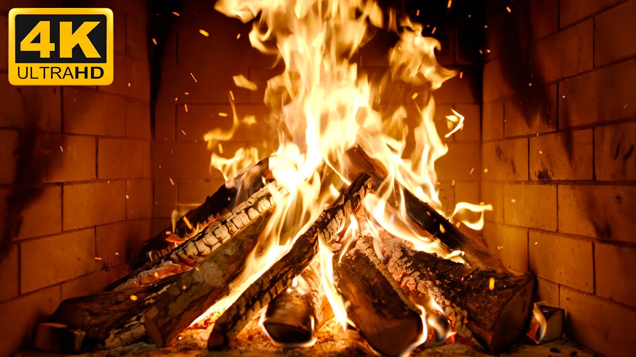 🔥 Tranquil Wood Fireplace with Warm Hearth Sounds and Evening Silence for Peaceful Holiday Season