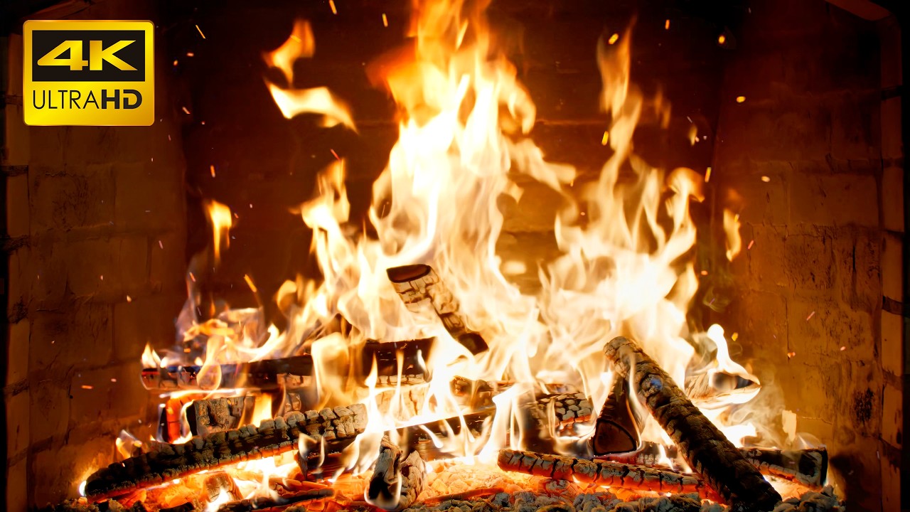 🔥 CHRISTMAS FIREPLACE (No Music) 🔥 Snowy Evening and Warm Firelight for Deep Rest & Relaxation