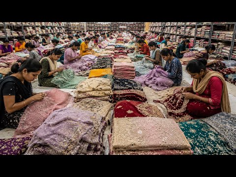 Saree Wholsale Market Surat | Beads-work Saree Collection | Surat Sari Factory | New Bombay Market