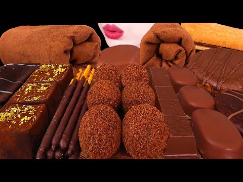 ASMR MUKBANG｜CHOCOLATE PARTY *EDIBLE TOWEL, ICE CREAM, MOCHI, DUBAI CHOCOLATE, CAKE, TWIX 초콜릿 먹방