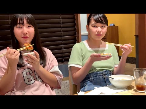 ジジの誕生祝で久々の焼肉屋さんを楽しむ玲美＆稚奈