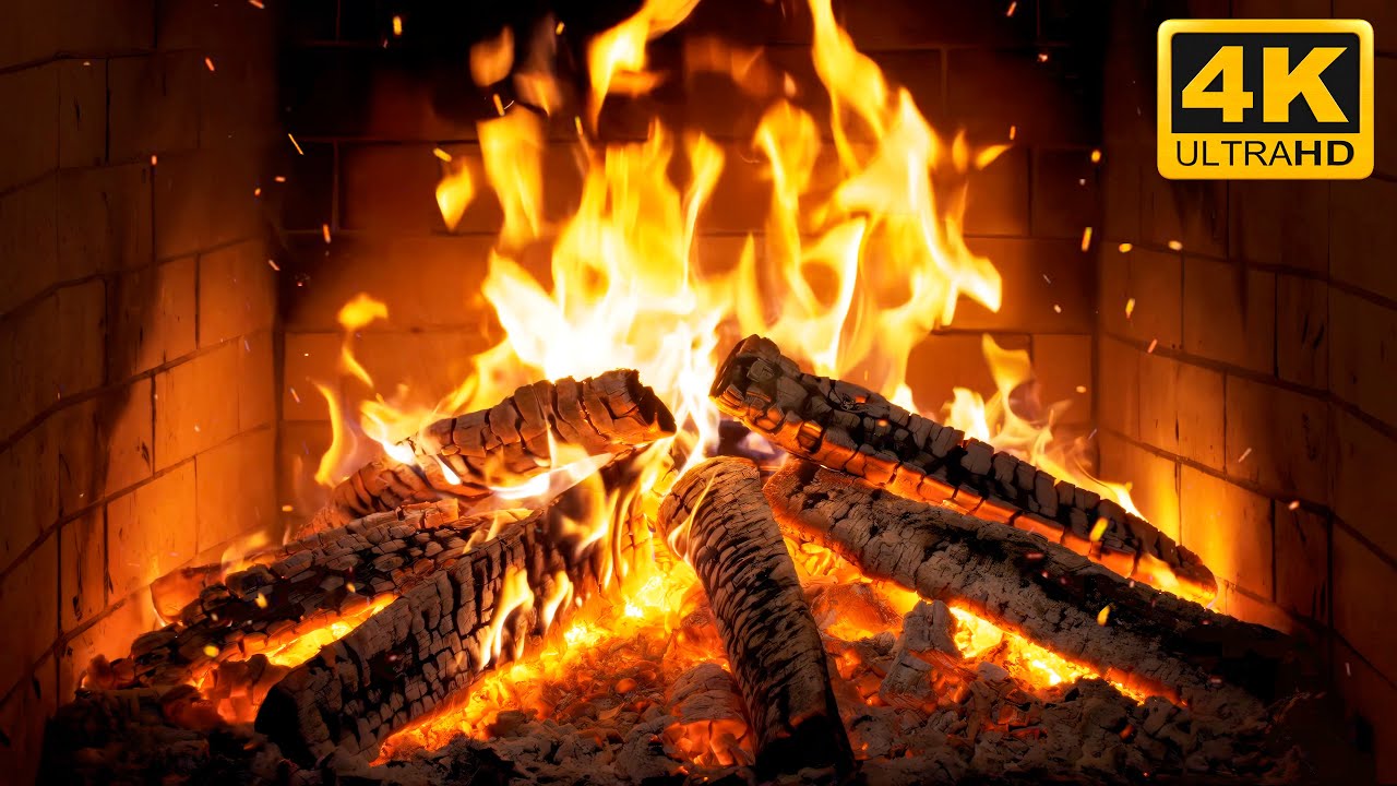 🔥 Winter Cabin Fireplace with Steady Burning Logs and Homely Ambience for Gentle Holiday Atmosphere
