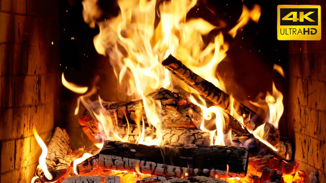 🔥 Cozy Crackling Fireplace: Burning Logs & Gentle Fire Sounds for Ultimate Relaxation & Serenity 4K