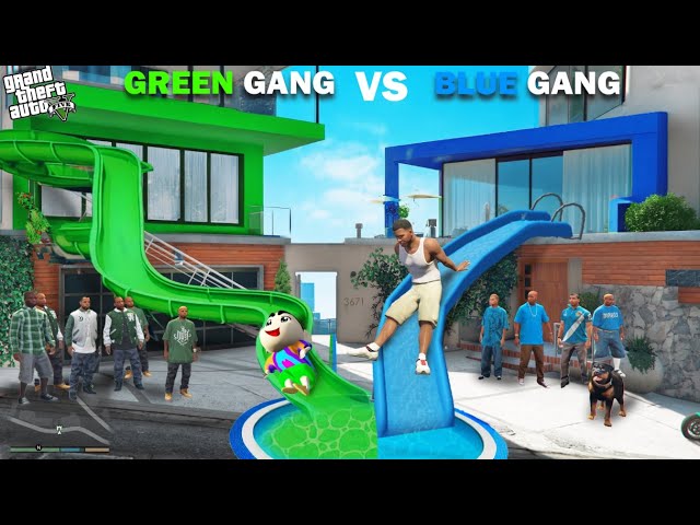 Shinchan Green Gang VS Franklin Blue Gang Ultimate Waterslide Challenge In GTA 5!
