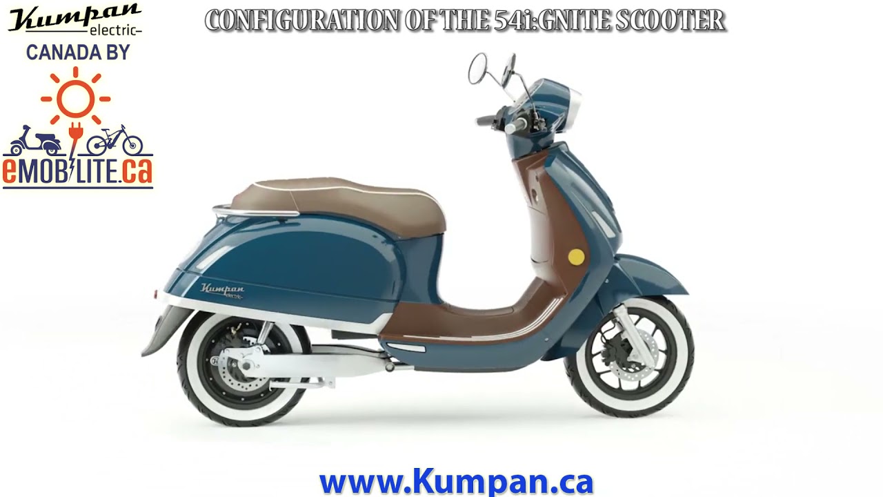 The different configuration of a Kumpan Electric Scooter, color, customized options for the 54ignite