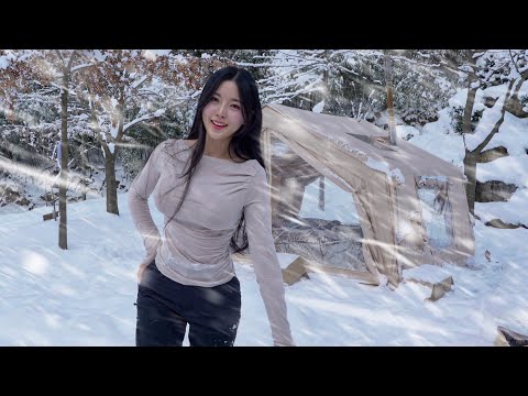 ❄️역대급 폭설 속 에어텐트로 솔로 캠핑｜대창 떡볶이｜도리뱅뱅이 먹방｜폭설 ASMR